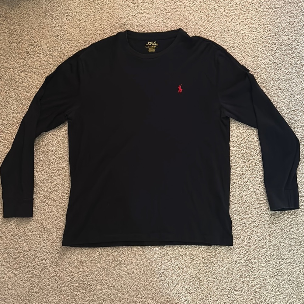 Men's Large Black Polo Long Sleeve Shirt